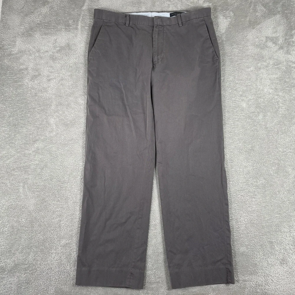 Banana Republic Chino Pants Mens 35x30 Gray Modern Fit Cotton Casual Trousers